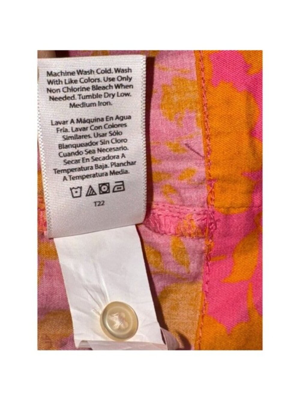 Free Assembly Womens Floral Pink & Orange Dress XXL 100% Cotton Made In India - Picture 5 of 11
